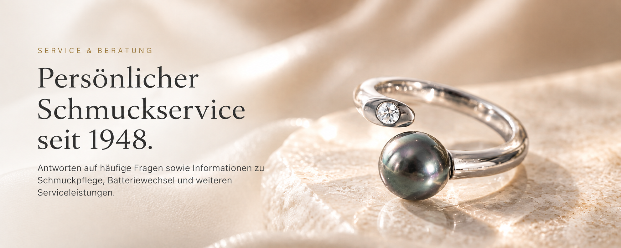 Weißgoldring mit Perle und Diamant